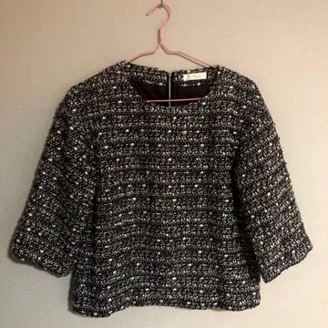 디노스 이토추 Cara 트위드풍 상의 보트넥 7부 소매