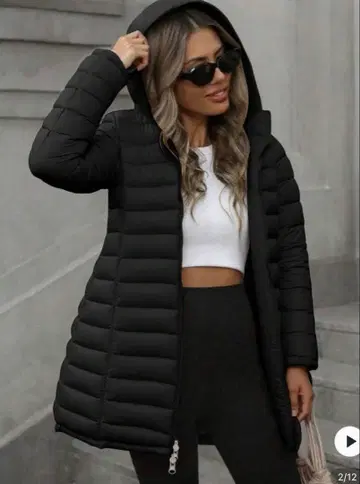 [ 시착만 한 상품 ] 블랙 후드 부착 다운 자켓