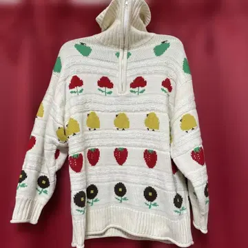 Alley by w closet 후르츠 패턴 하이넥 니트