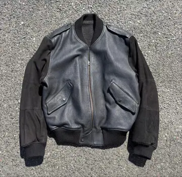 초레어 숏 기장 가죽 자켓 소매 스웨이드 90s' vintage