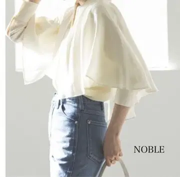 NOBLE 노블 실키 크로스 케이프 블라우스 화이트