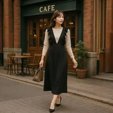 RIVETTA 오버롤 스커트 프릴 숄더 L 사이즈 그레이 계열