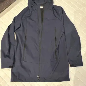 PIST 후드 부착 스트레치 나일론 자켓 코트 네이비