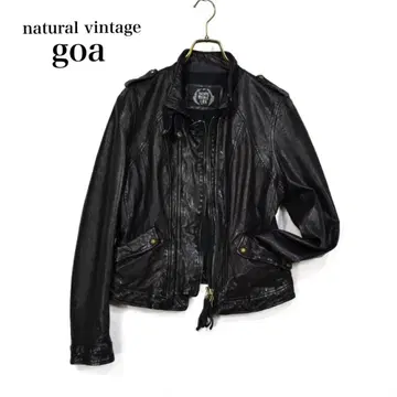 고아 NATURAL VINTAGE GOA 가죽 자켓 라이더 블랙