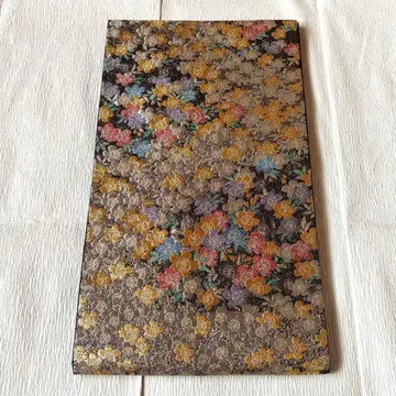 후쿠로 오비 순수 실크 육통 벚꽃 블랙 베이스 금실 은실 밤벚꽃