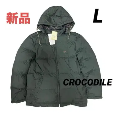 택 포함 새상품 크로커다일 2way 후드 부착 다운 자켓 L 짙은 그린