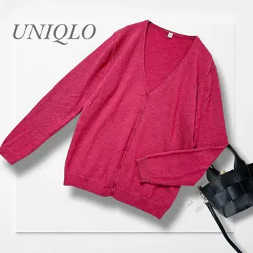 유니클로 울 100% 가디건 (L) 핑크 부드러움 성숙/러블리 캐주얼