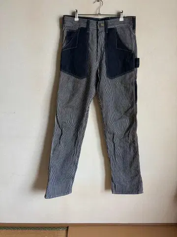 EIGHT-G 페인터 팬츠/33/코튼/WHT/스트라이프/812-BP