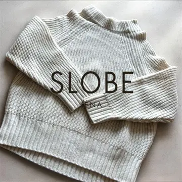 SLOBE IENA 아이보리 화이트 하이넥 니트 스웨터 리브
