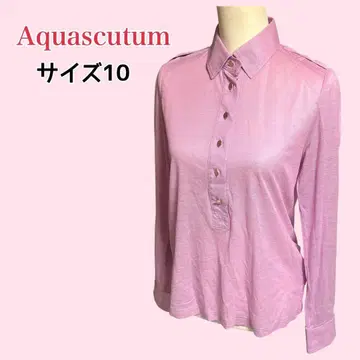 아쿠아스큐텀 코튼 100% 하프 버튼 골드 버튼 블라우스 셔츠