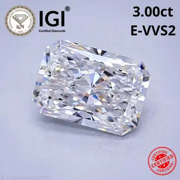 3.00ct E-VVS2 래디언트 컷 랩그로운 다이아몬드