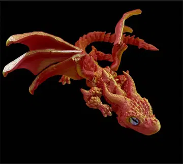 3D 드래곤 가동 피규어 레드 골드