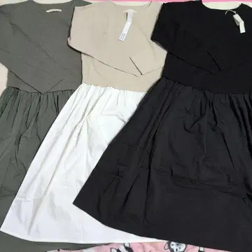 MELROSE claire 이소재 절개 도킹 원피스 3세트