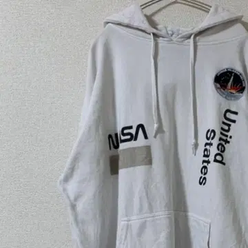 구제 의류 BUZZALDRIN 후드티 자수 NASA 화이트 L