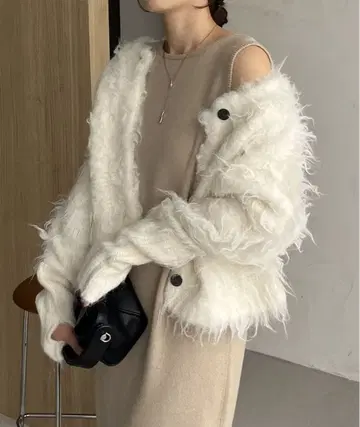 CAPRICIEUX LE'MAGE 알파카 울 샤기 가디건