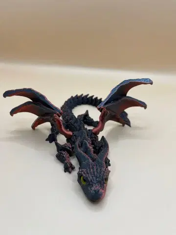 3D 프린터 제작 드래곤 피규어 블랙 레드