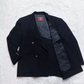 Lontinne 캐시미어 혼방 자켓 M 더블 은색 버튼 어깨 패드 블랙