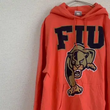 구제 의류 Champion 후드티 센터 프린트 자수 오렌지 L