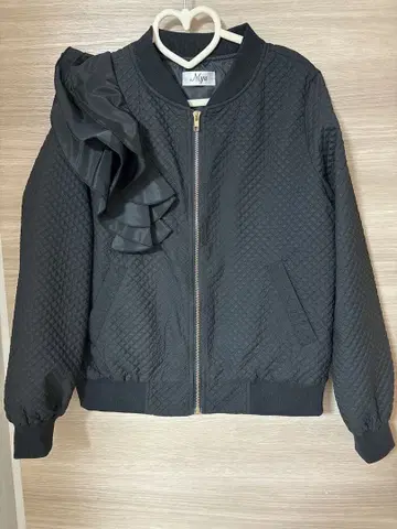 Myu 어깨 프릴 골드 지퍼 블루종