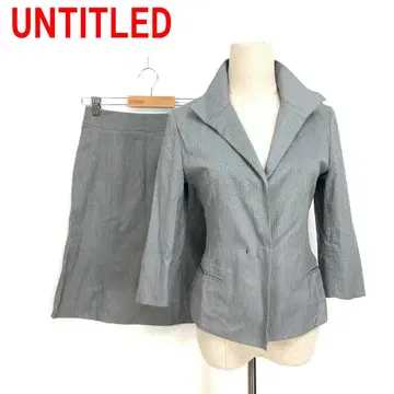 A7087 언타이틀 스커트 정장 세트 7부 소매 면 그레이 2