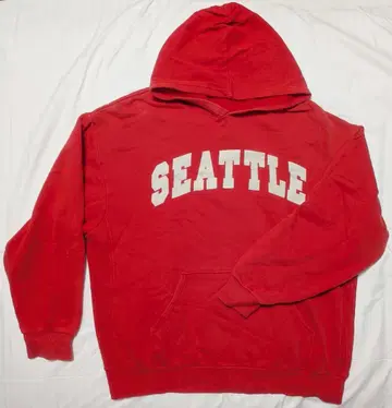 90s 시애틀 빨간색 후드 부착 후드티 속기모 크롭 기장