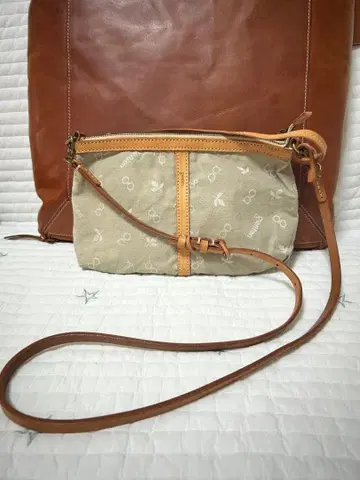 캔버스 가죽 숄더백 겐텐