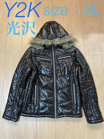 아우터 자켓 Y2K 헤이세이 광택 사이즈: XL 퍼 후드 탈부착 가능