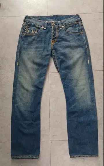 슬림핏 파랑 데님 청바지