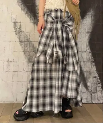 지나시스 셔츠라이크 아지메 체크 롱 스커트