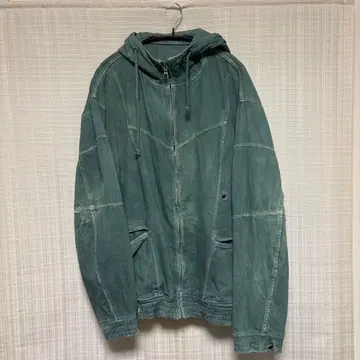 모스그린 리메이크 후드티 자켓 구제 의류 데미지 보로
