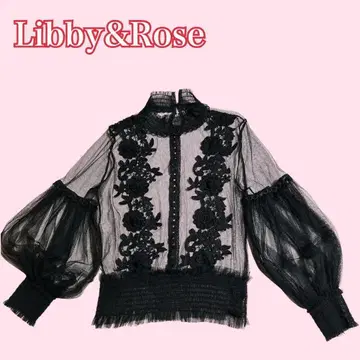 Libby&Rose 시어 블라우스 셔츠 꽃 모티브 볼륨 소매