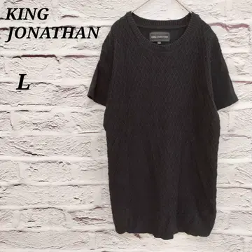 KING JONATHAN [ L ] 이소재 절개 반팔 니트 코튼 블랙
