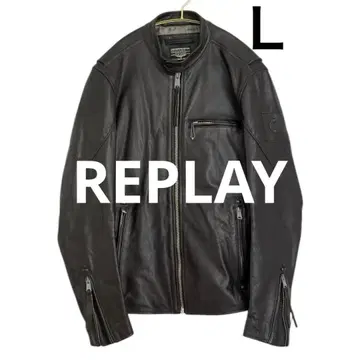 [REPLAY] 리플레이 블랙 싱글 가죽 라이더 자켓