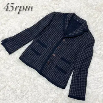 45R 하운드 투스 패턴 니트 테일러드 자켓 울 혼방 하운드투스