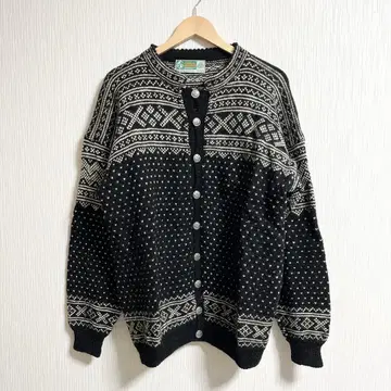 Norsk Husflid 노르웨이산 구제 의류 손뜨개질 니트 가디건