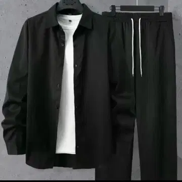 셔츠 수트 셔츠 팬츠 상하의 세트 XXL 블랙