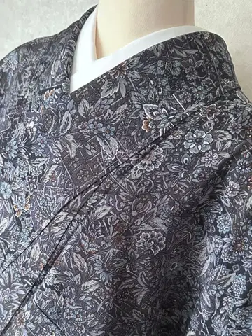 a15 미사용 꽃 사라사 무늬 순수 실크 코몬 화장 68