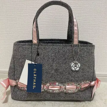 미사용 택 포함 CLATHAS 그레이 토트백 참 포함 리본