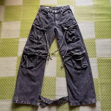 denim cargo pocket pants