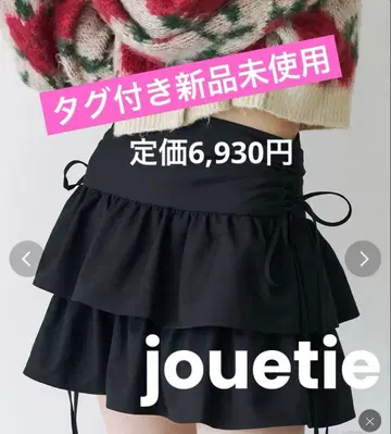 택 포함 새상품 jouetie 리본 티어드 미니 치마바지 블랙 쥬에티