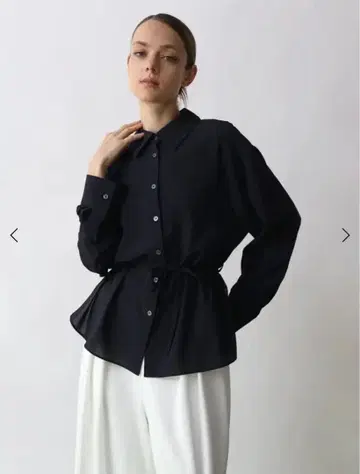 aga 백 넥 버튼 허리 리본 셔츠 새상품