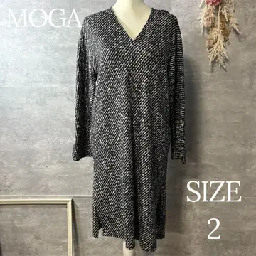 MOGA 코튼 울 V넥 원피스 2사이즈 블랙 계열 긴팔
