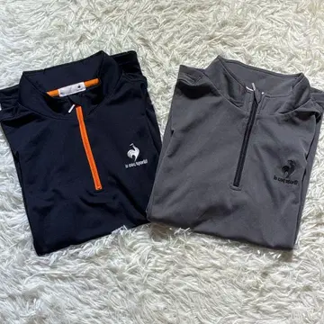 le coq sportif 반팔 하프 지퍼 스트레치 블랙 그레이