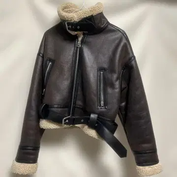 ZARA 브라운 가죽 숏 자켓 XS