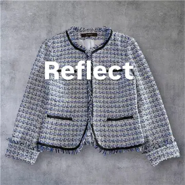 [새상품급] Reflect 트위드 라메 믹스 노카라 자켓 프린지