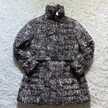 에포카 다운 자켓 올 패턴 벨트 포함 다운 코트 A라인 42