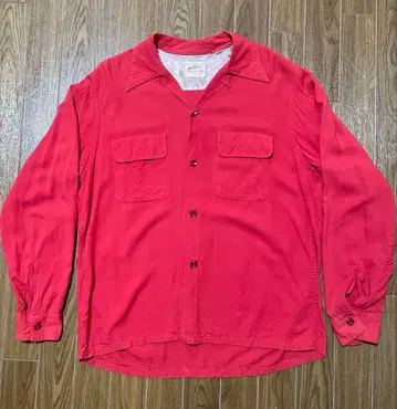 추정 50s~ NATIONAL 레이온 셔츠 빨간색 사이즈 M