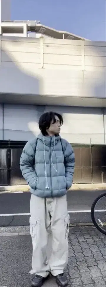 몽벨 네이지 다운 후드티 여성용 L 블루그린