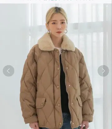 UNE MANSION 브라운 퀼팅 퍼 다운