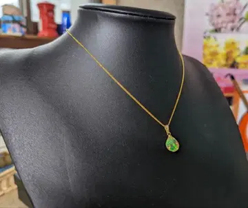 천연 오팔 대형 약 10mm 눈물방울 모양 펜던트 목걸이